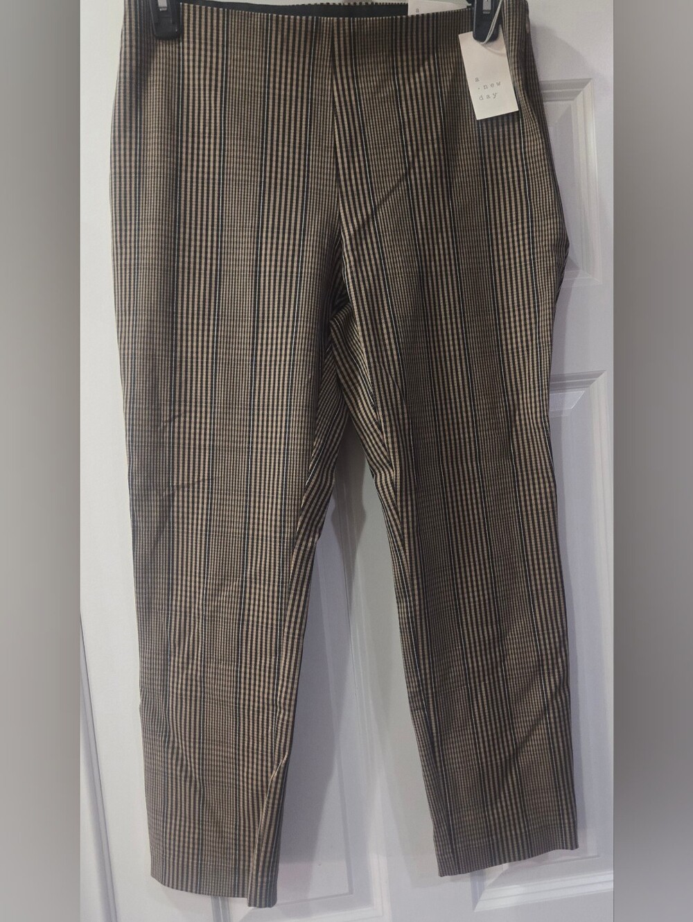 a new day Tan and Black Plaid Cropped Dress Pants